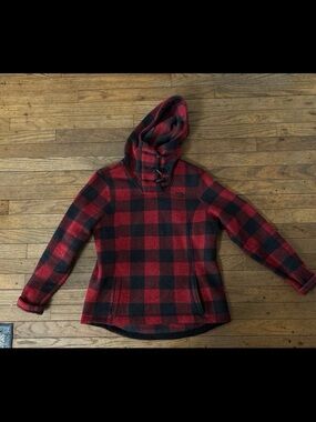 Plaid Hooded The North Face Jacket - Red & Black